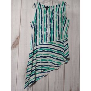 Alfani‎ Shirt Ladies Medium Green White Sleeveless Light Weight